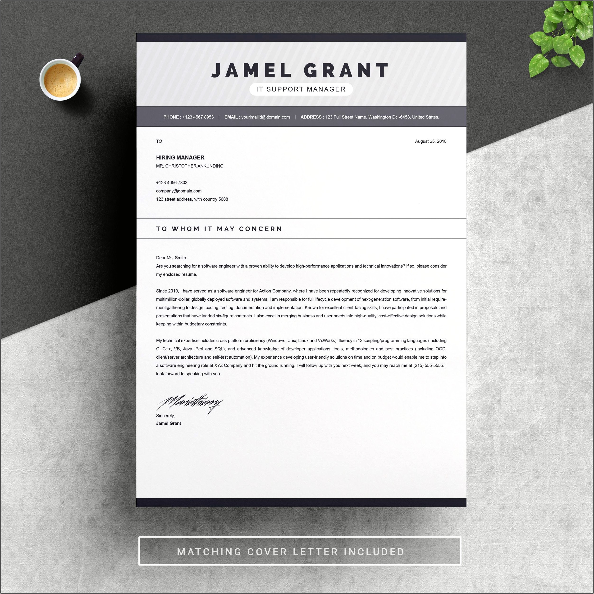 Cover Letter And Resume Template 2018