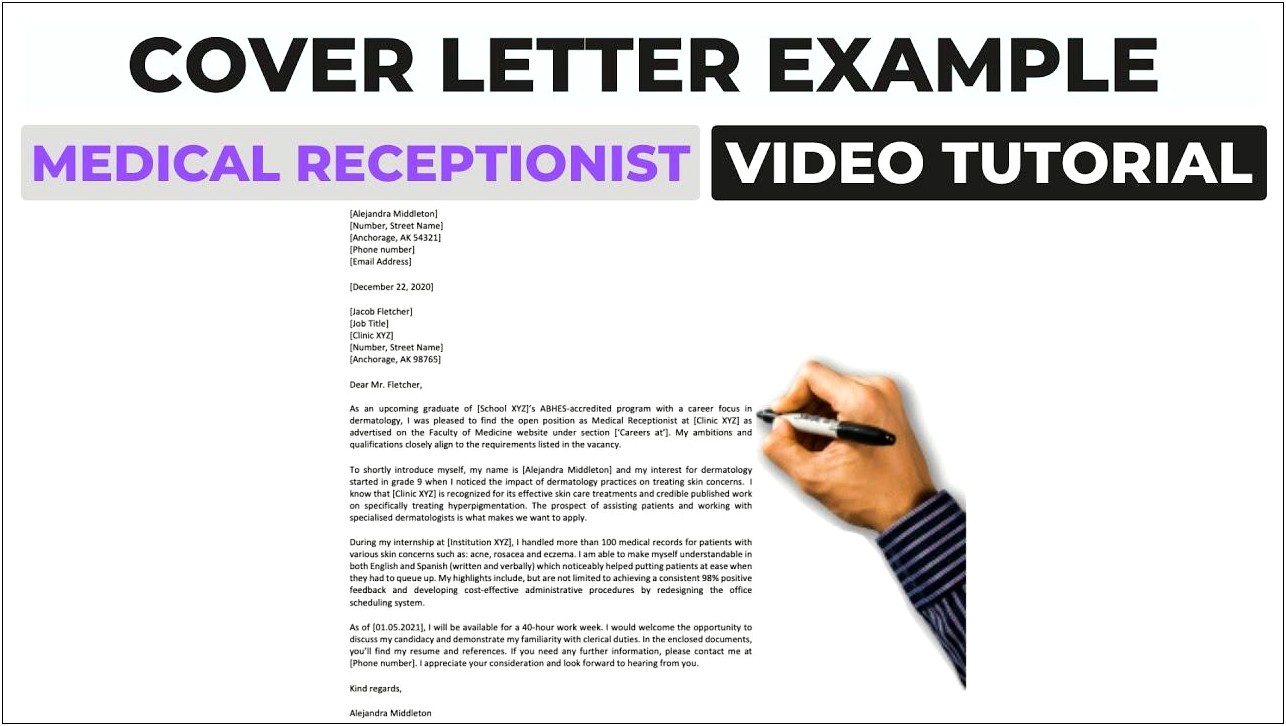 Cover Letter Example For Resume Receptionist