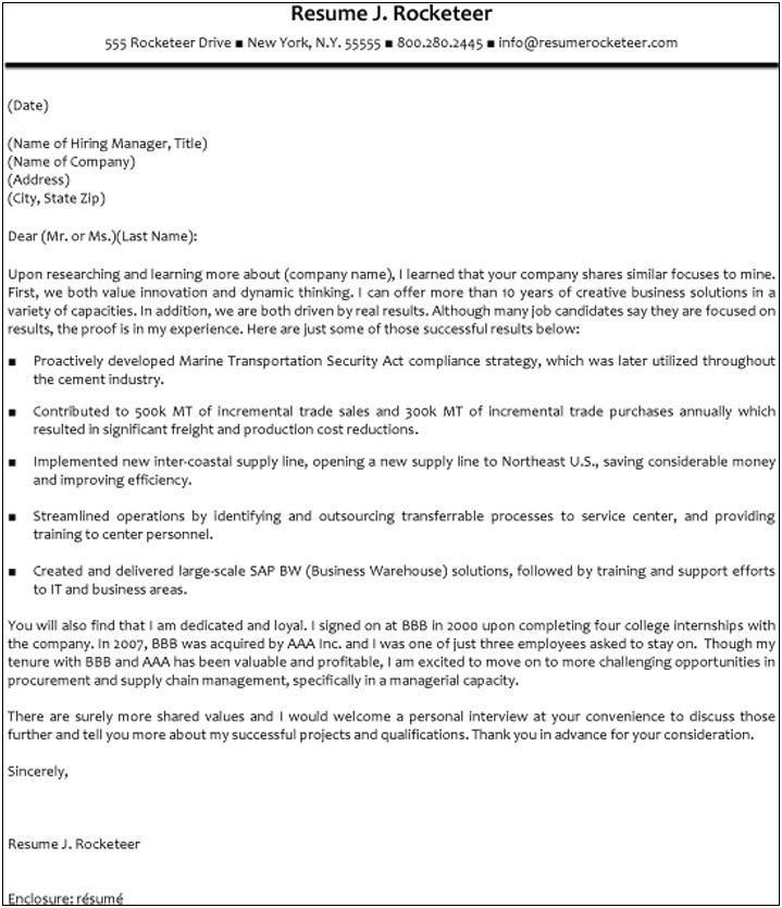 Cover Letter Examples For Resume Warehouse