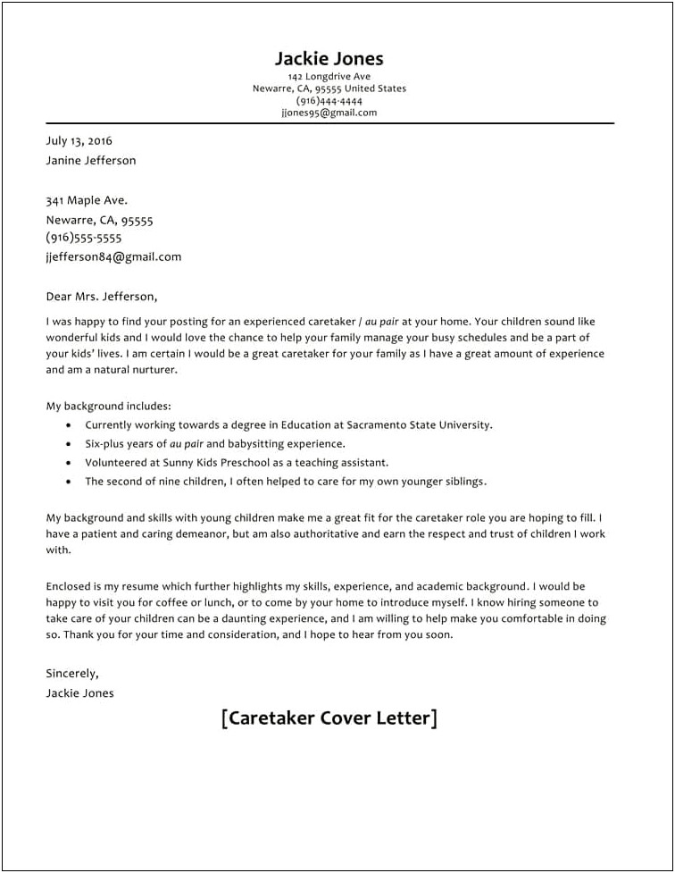 Cover Letter For Childs Model Resume