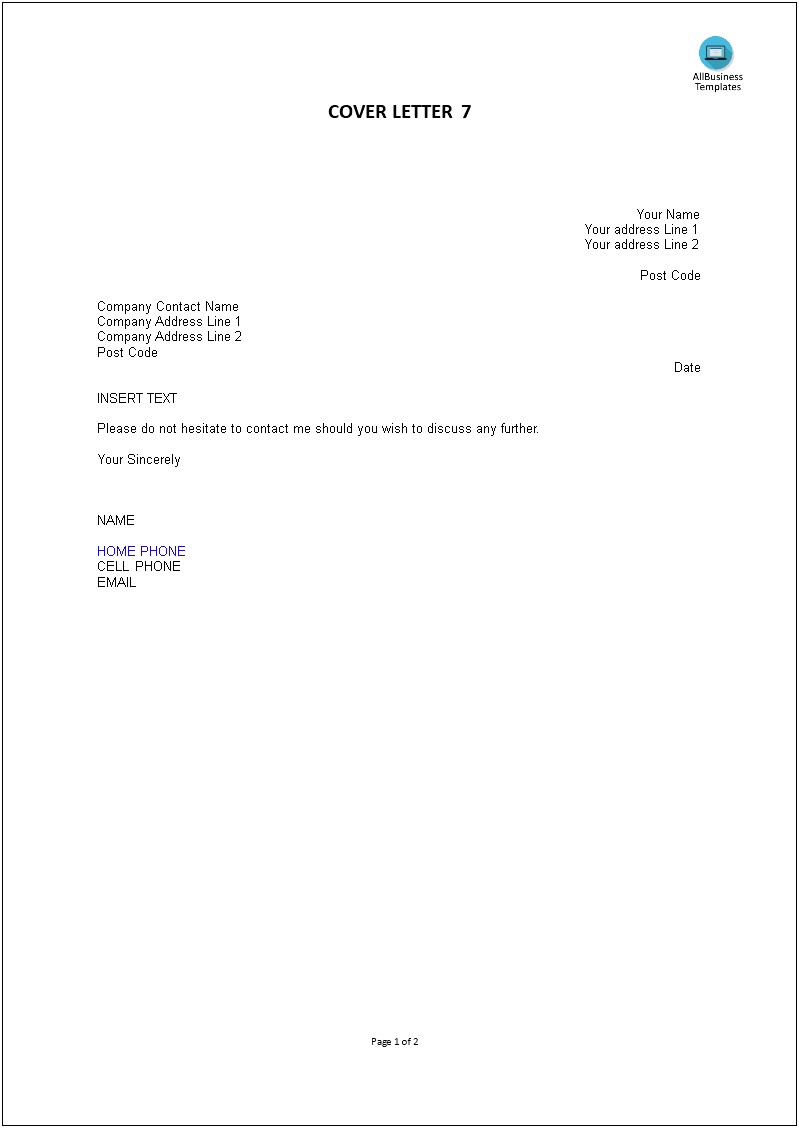 Cover Letter For Chronological Resume Example