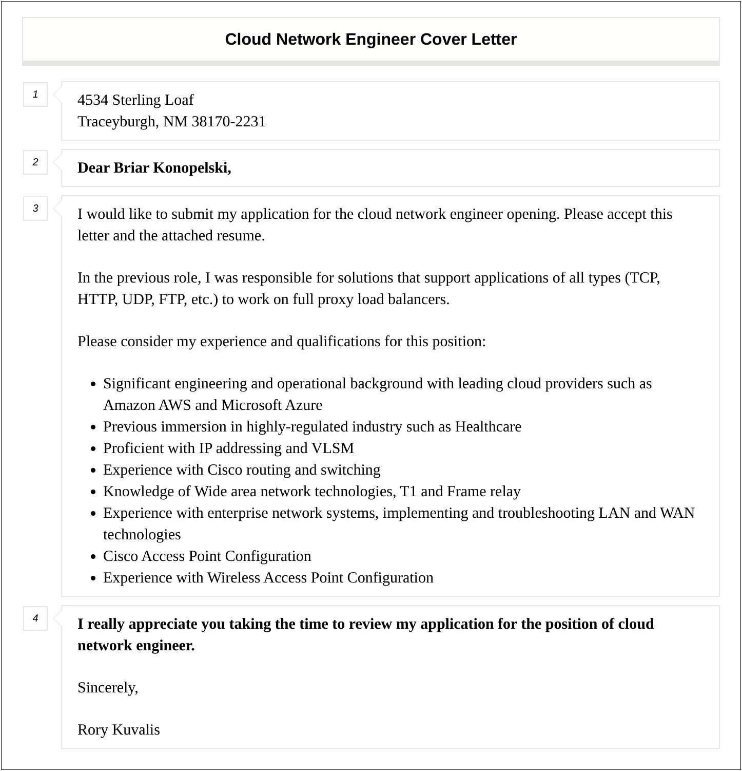 Cover Letter For Network Engineer Resume