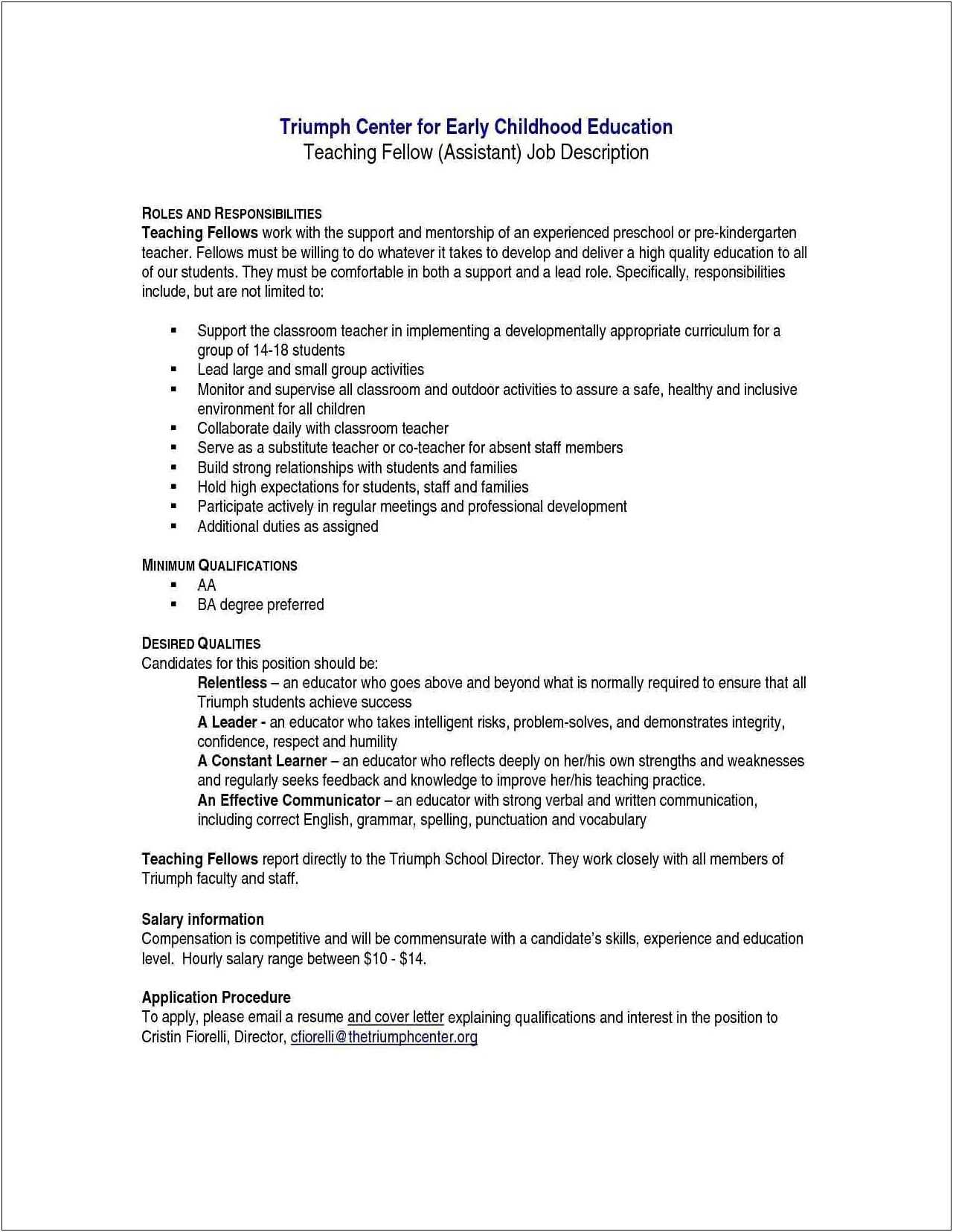 Cover Letter For Resume Assistant Principal