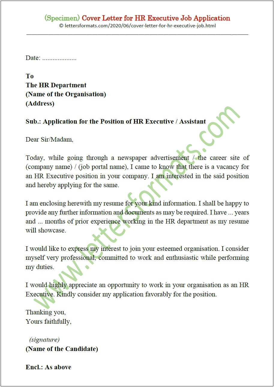 Cover Letter For Resume Hr Director