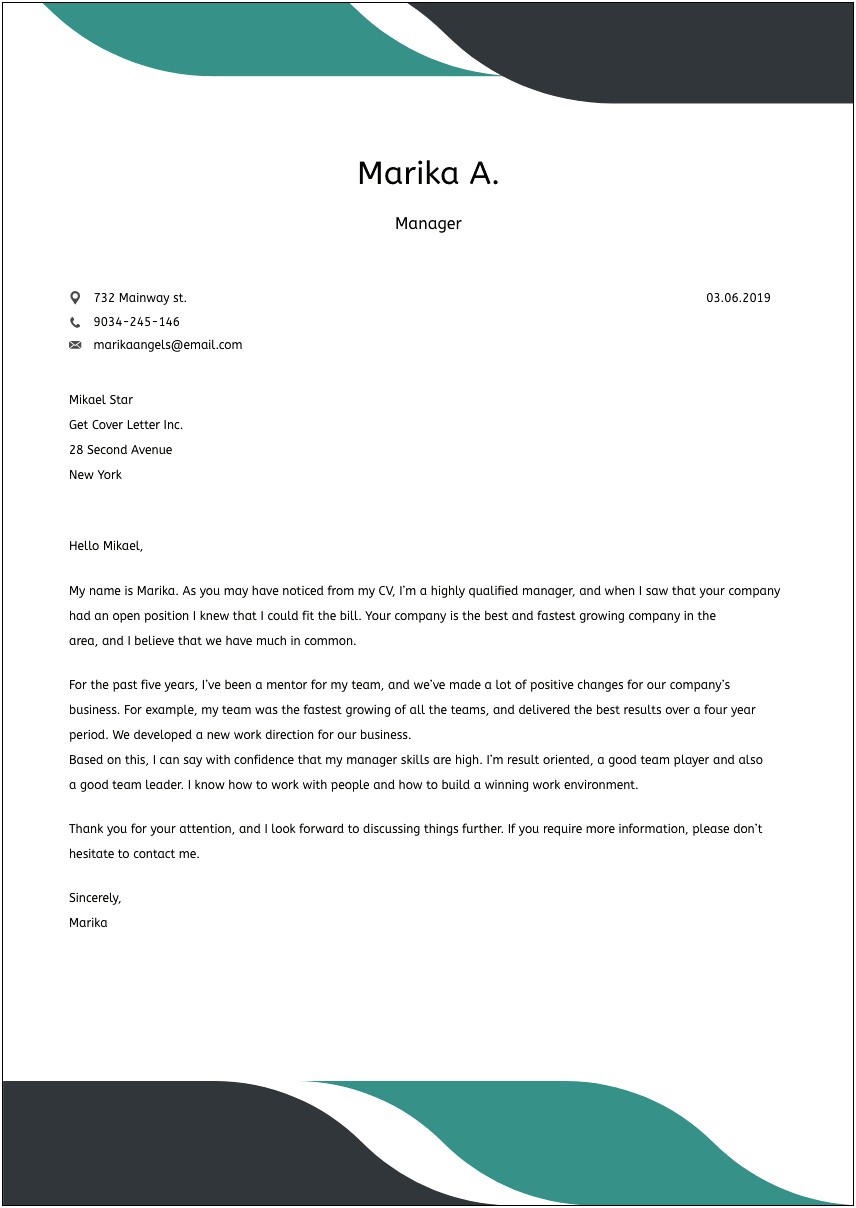 Cover Letter For Resume Teachig Management Position