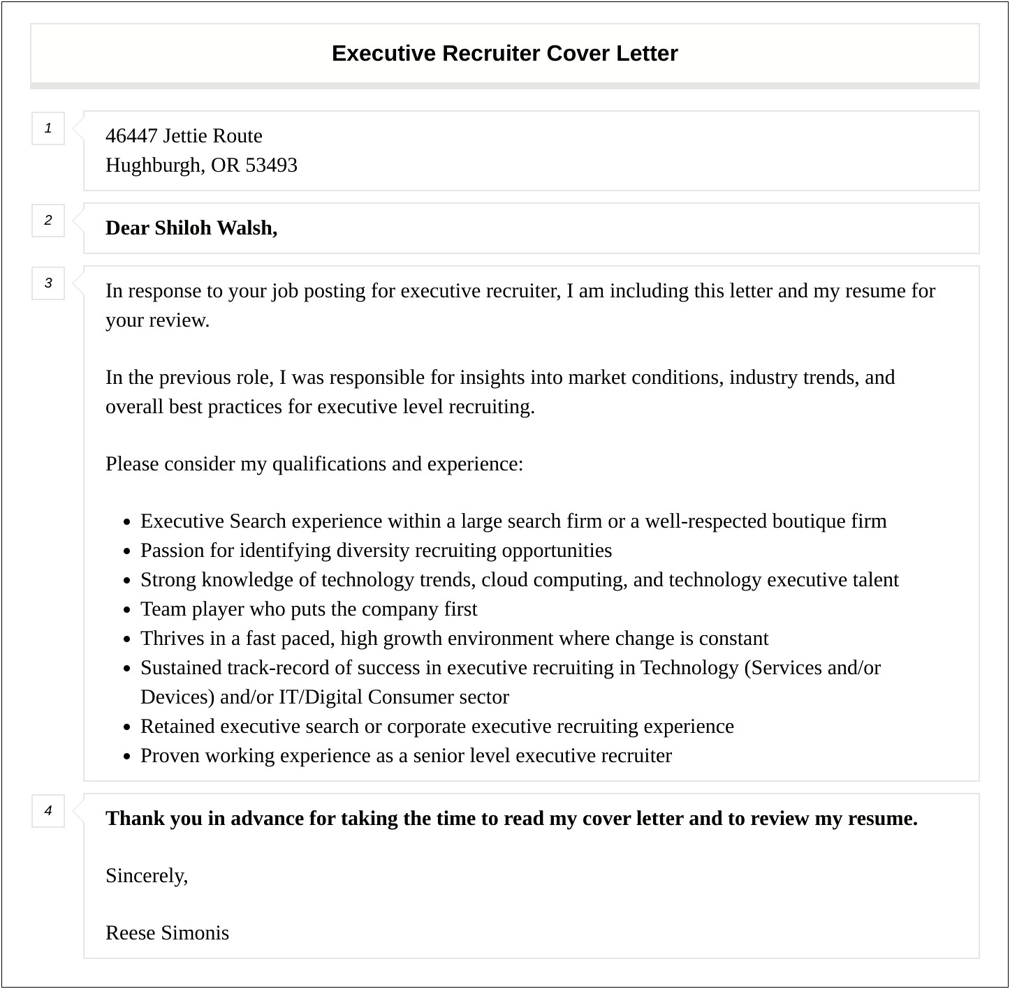 Cover Letter For Resume To Executive Recruiter