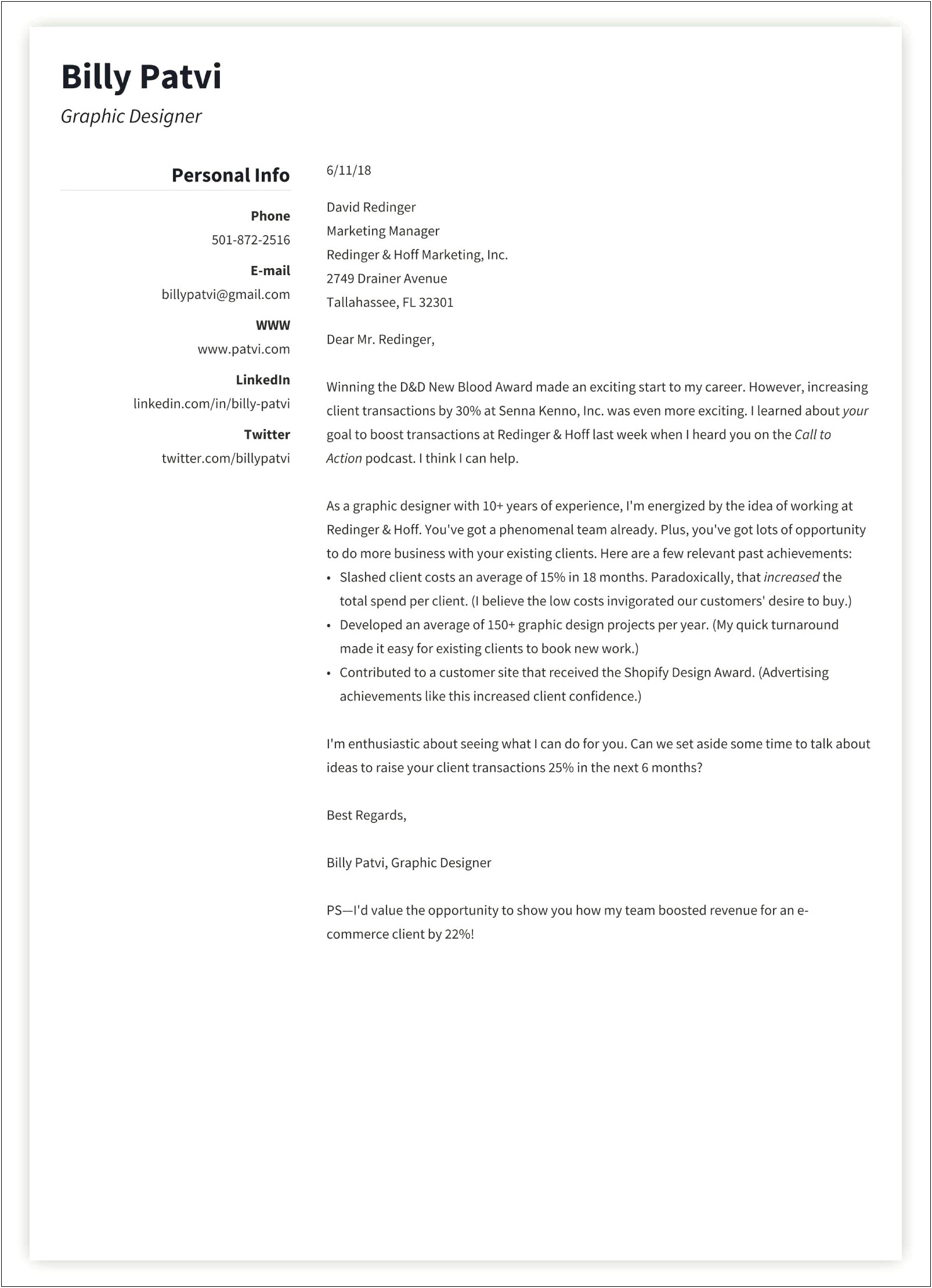 Cover Letter In Same Document As Resume