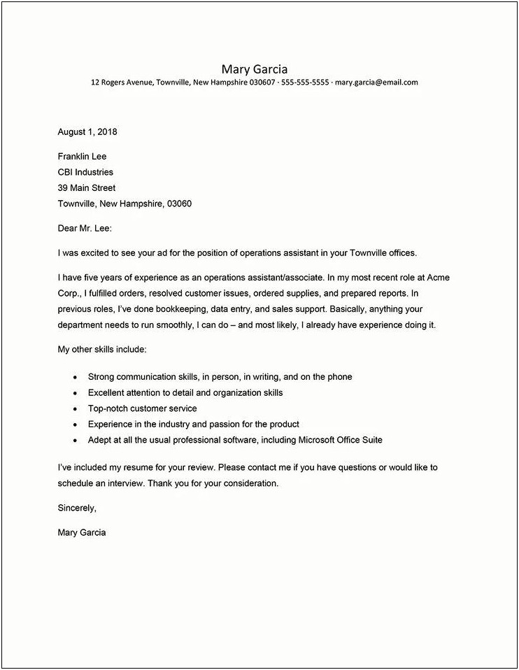 Cover Letter Resume By Email Or In Person