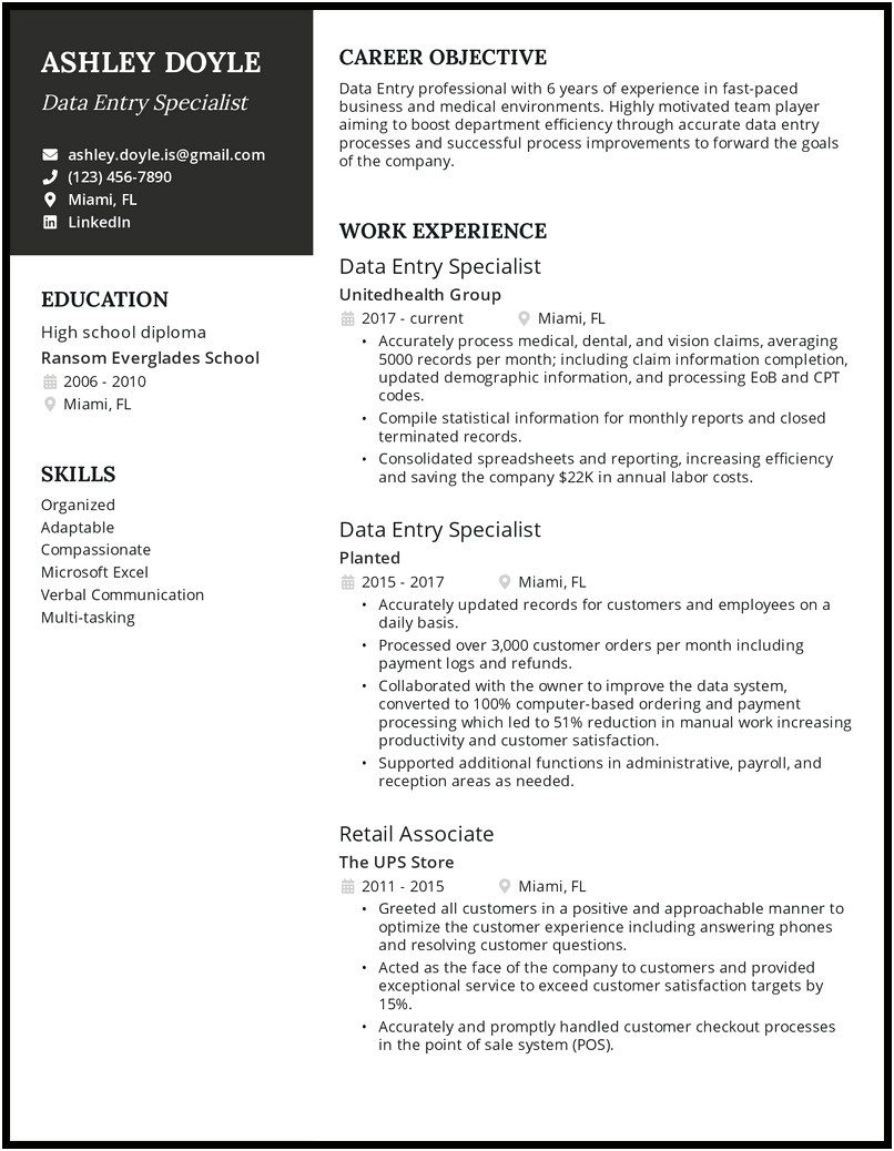Create A Data Entry Resume For Free