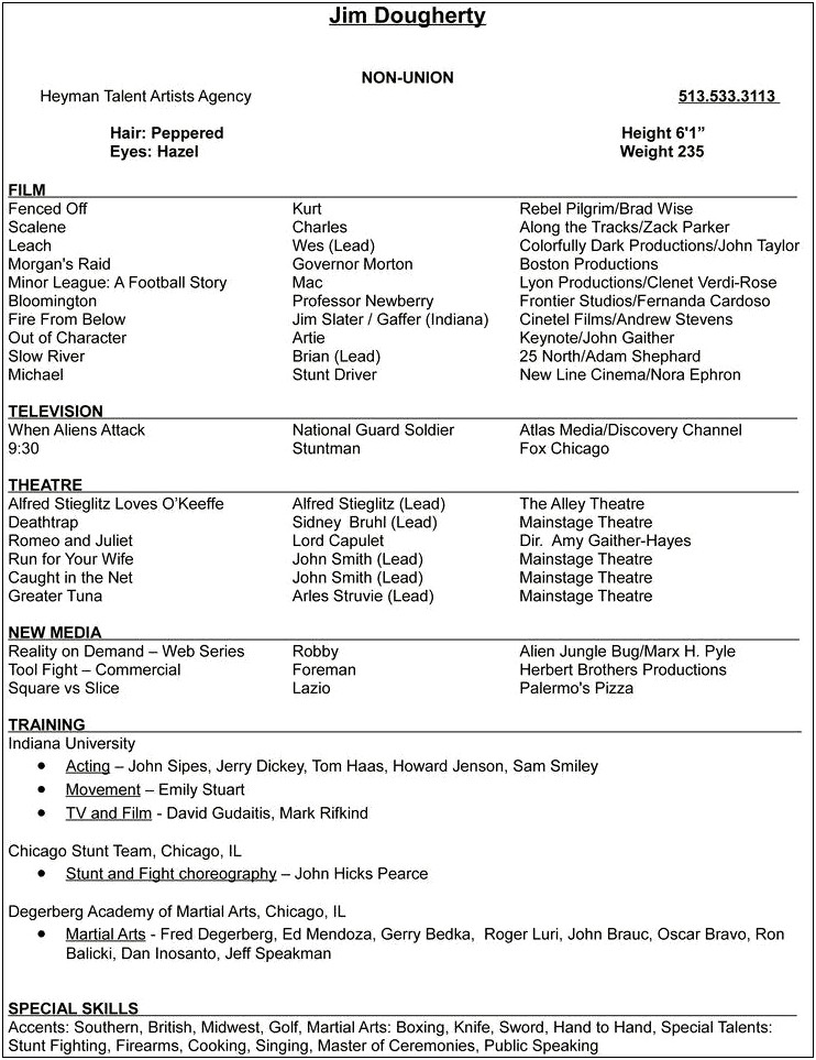 Create An Acting Resume With No Experience