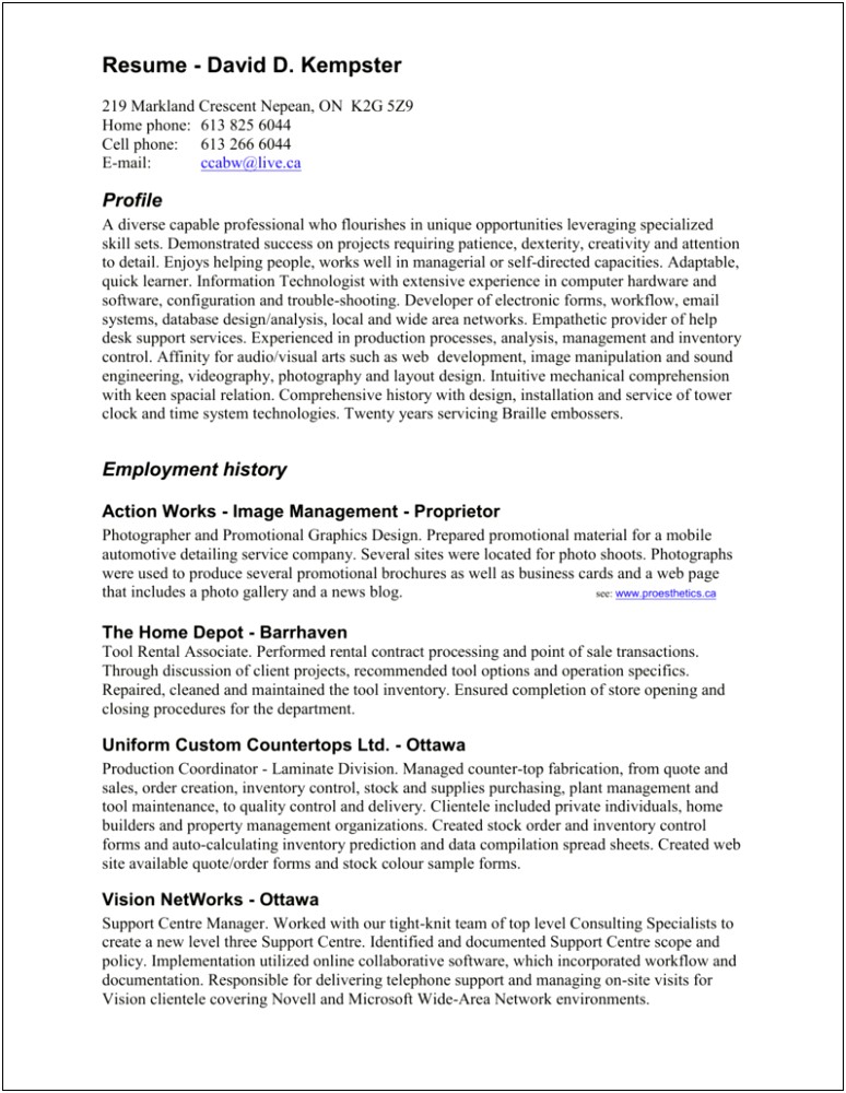 Created Company Brochures And Managed Website In Resume