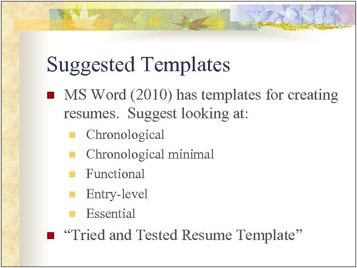 Creating A Resume On Word 2010