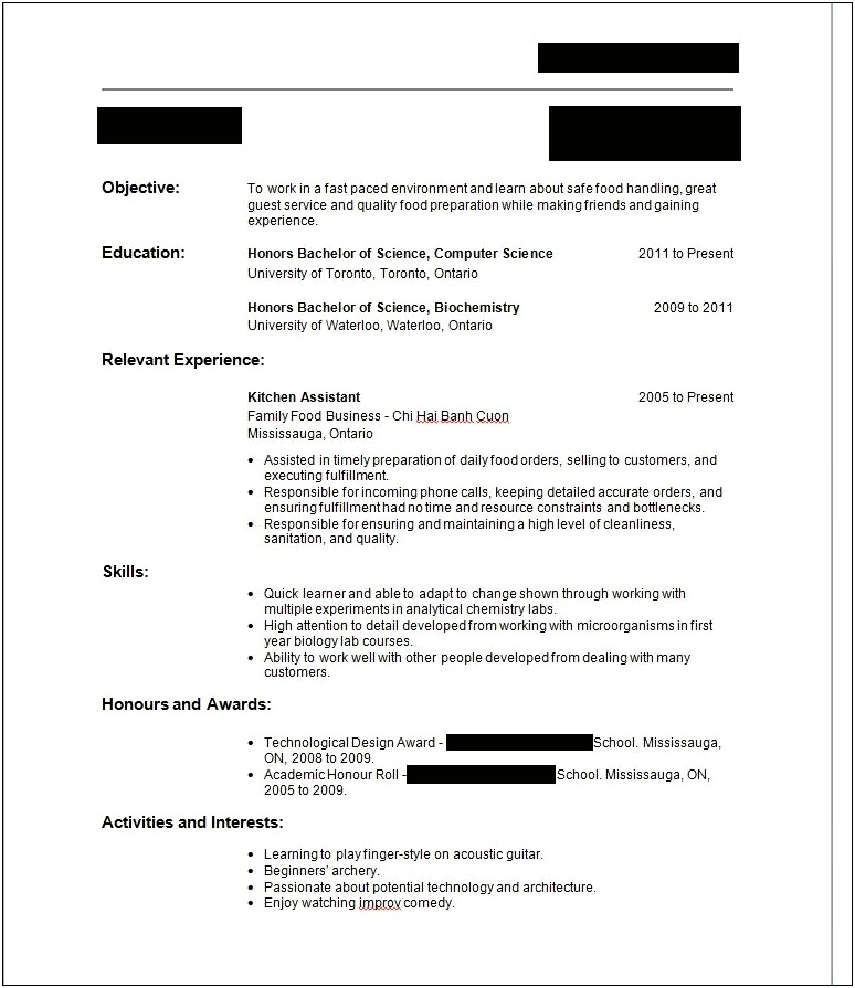 Creating A Resume Without Work Experience Bs