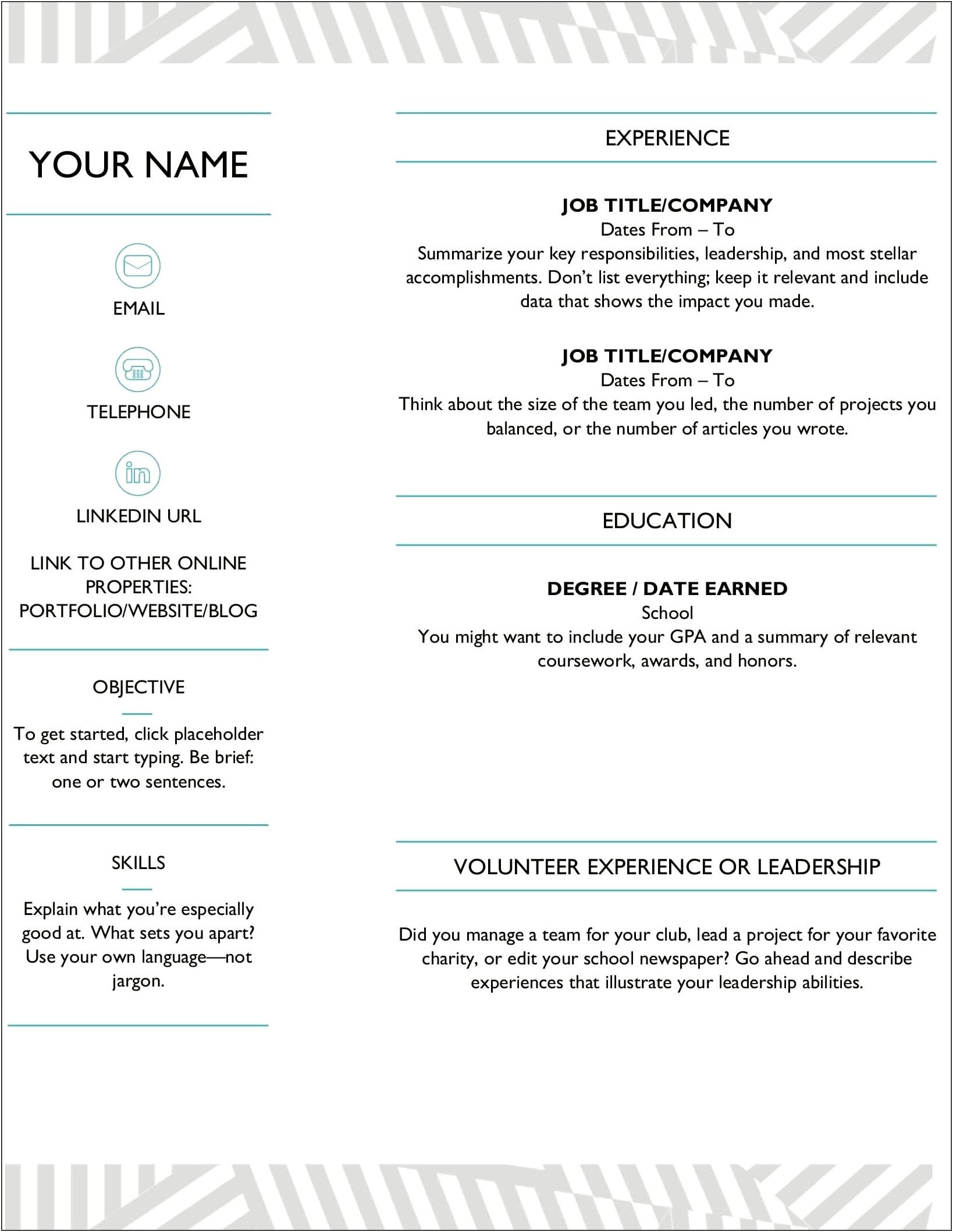 Creative Word Resume Template Free Download