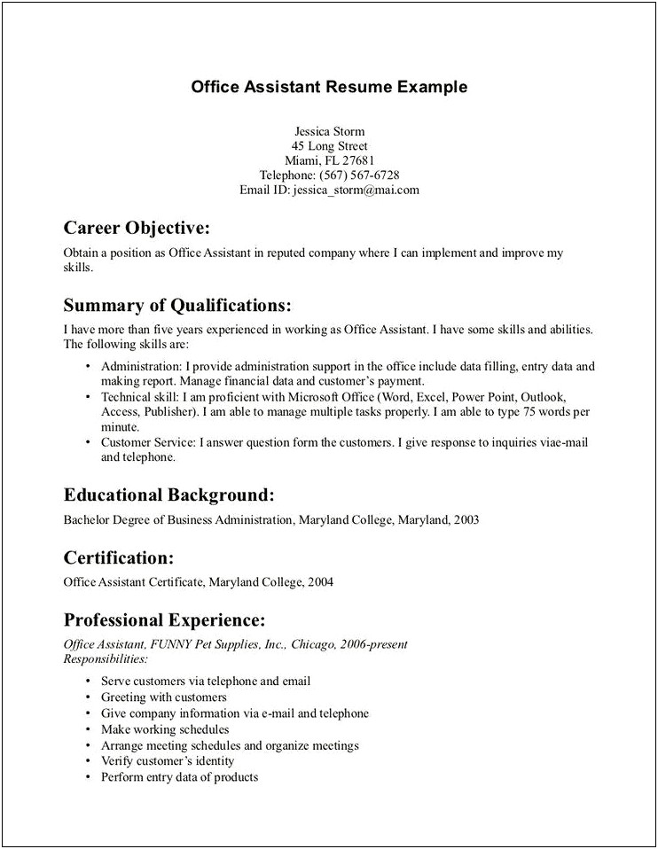 Customer Service Assistant Resume No Experience