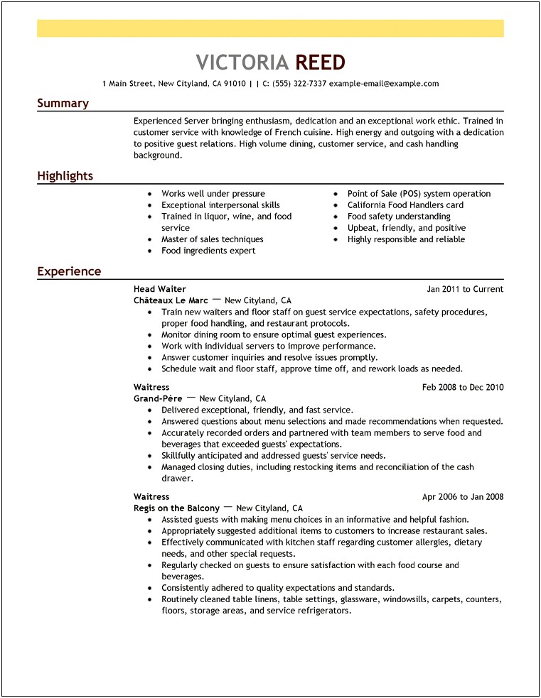 Customer Service Entry Level Resume Examples