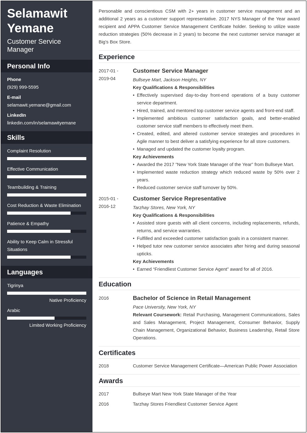 Customer Service Management Objective For Resume