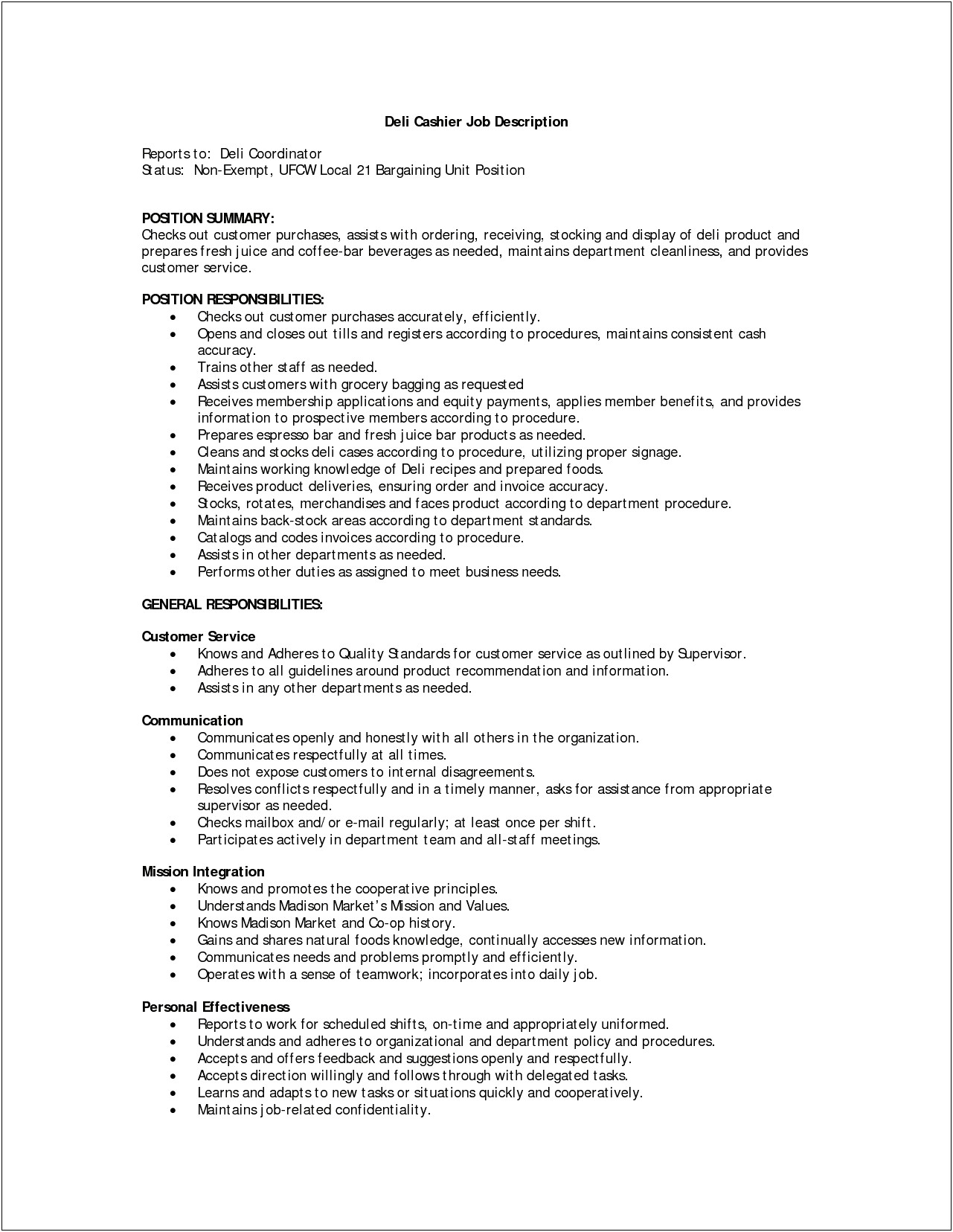 Customer Service Retail Job Description Resume