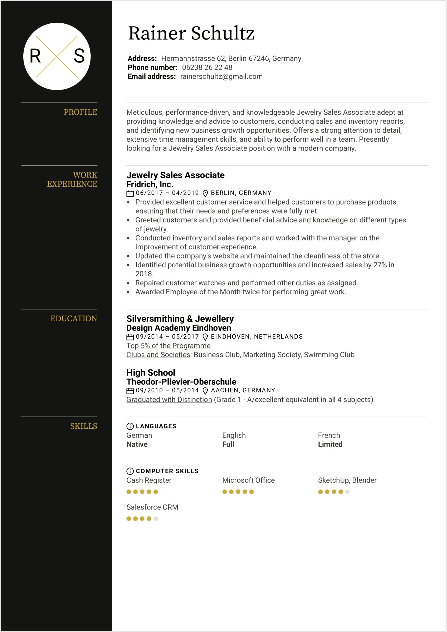 Customer Service Skills Sales Associate Resume