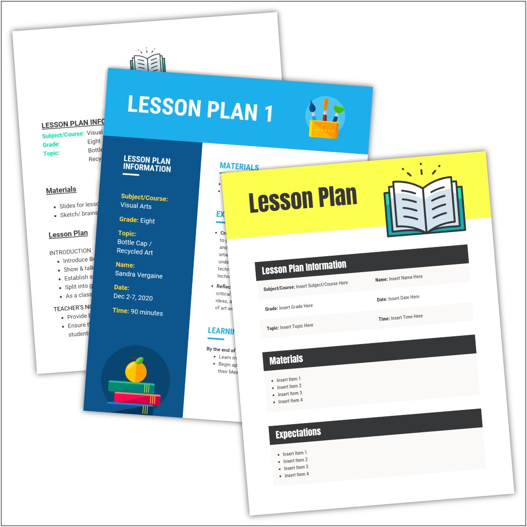 Customizable Lesson Plan Template Download For Word