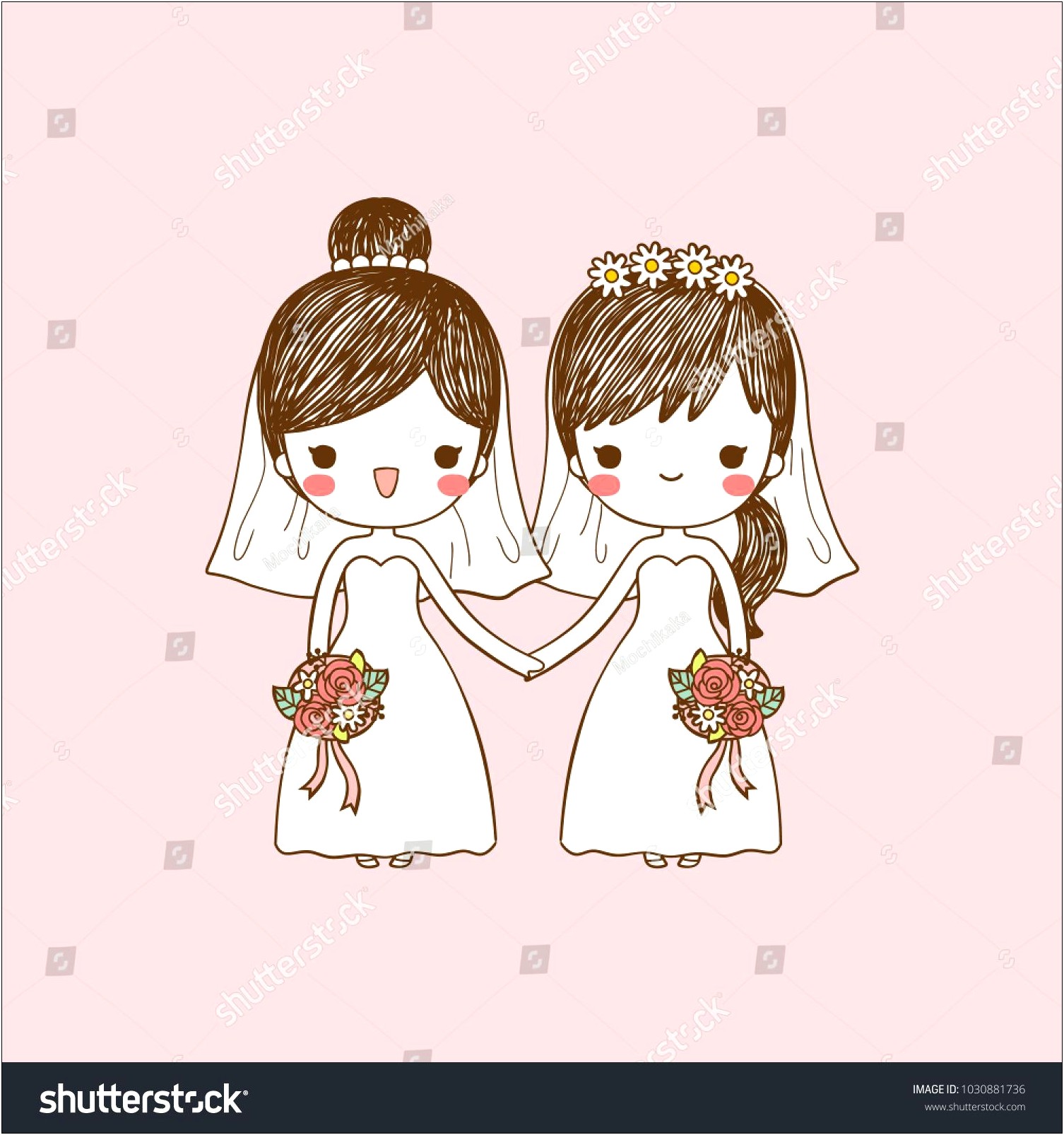 Cute Cartoon Style Wedding Invitation Card Vector