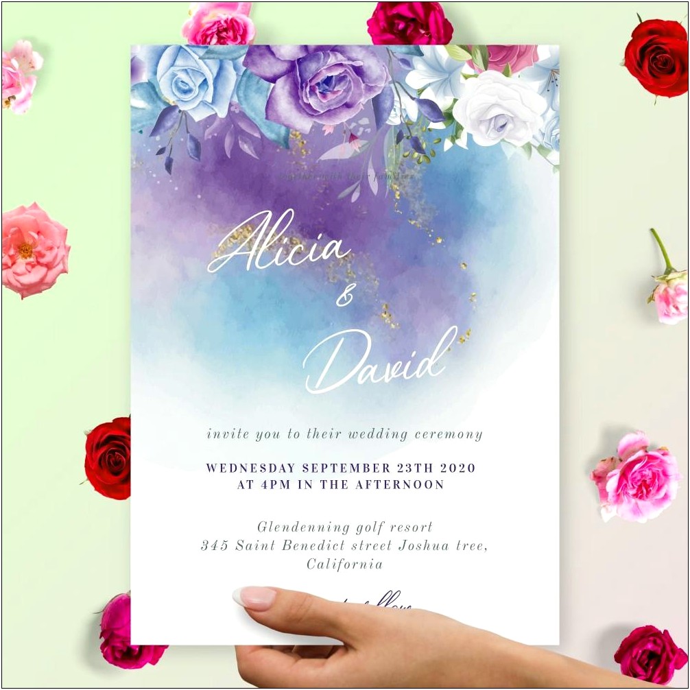 Cute Purple And Turquoise Wedding Invitations