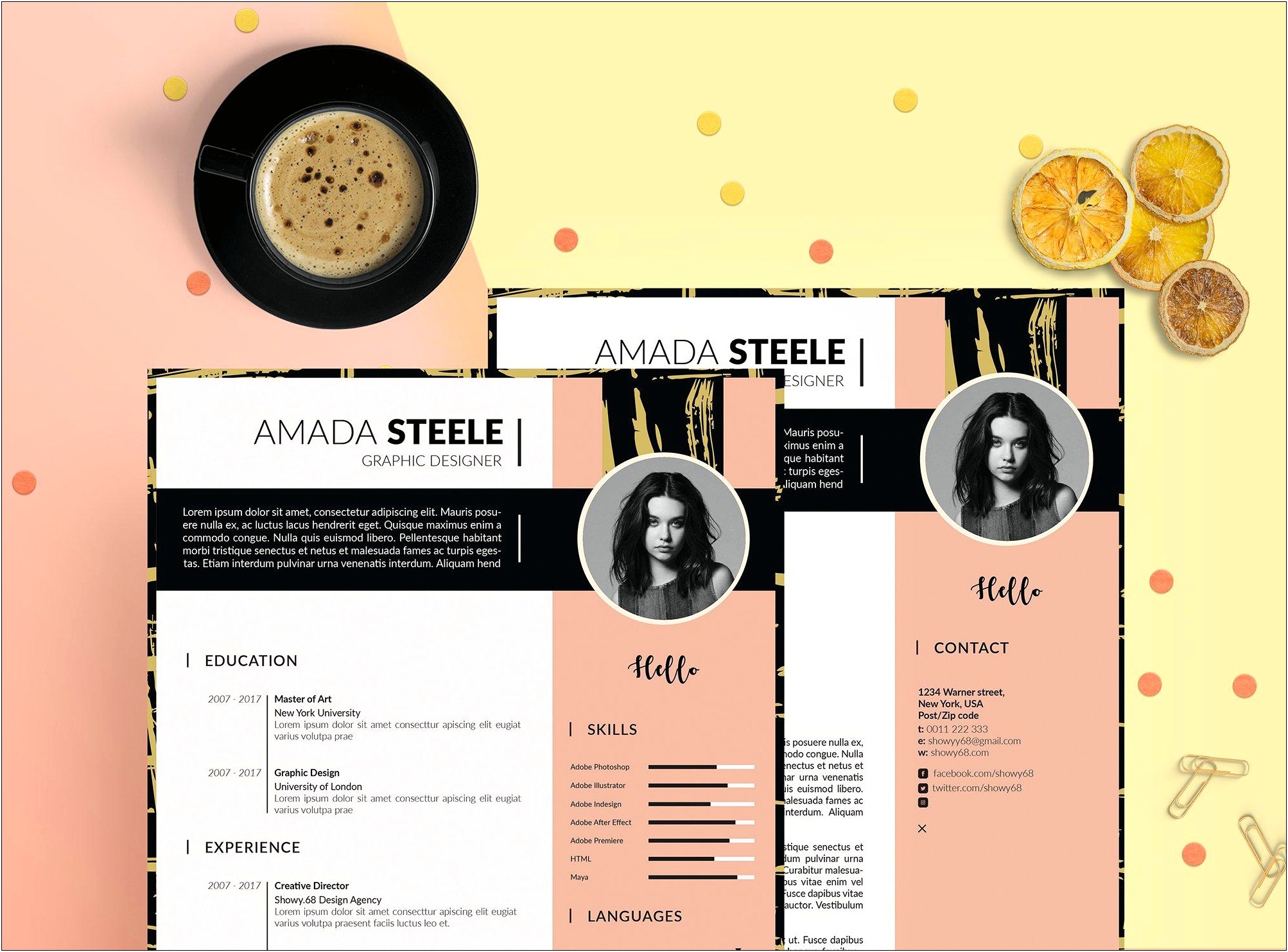 Cute Resume Templates Black And Gold