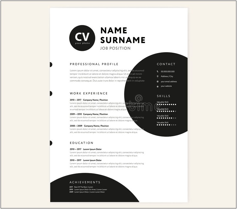 Cute Resume Templates Blakc And Gold