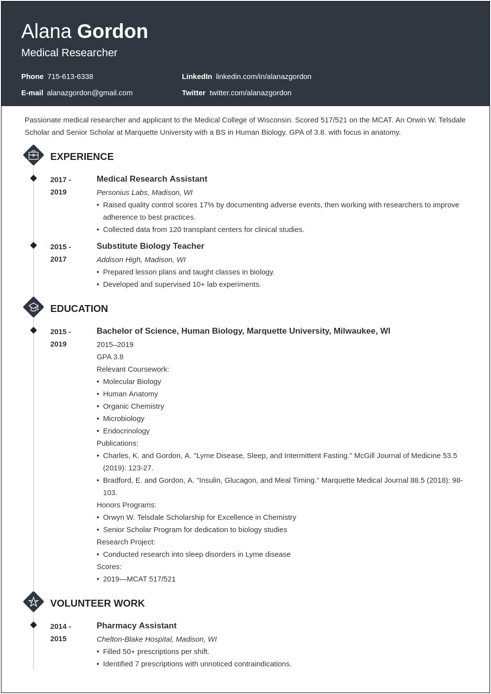 Cv Resume Template For Medical School Rotations