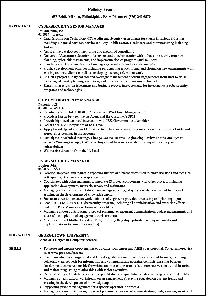 Cyber Security Resume With No Experience