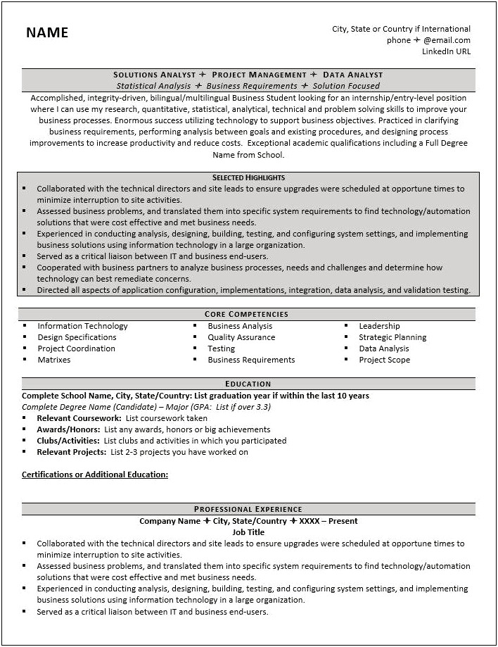 Degree And School On Resume Exampl