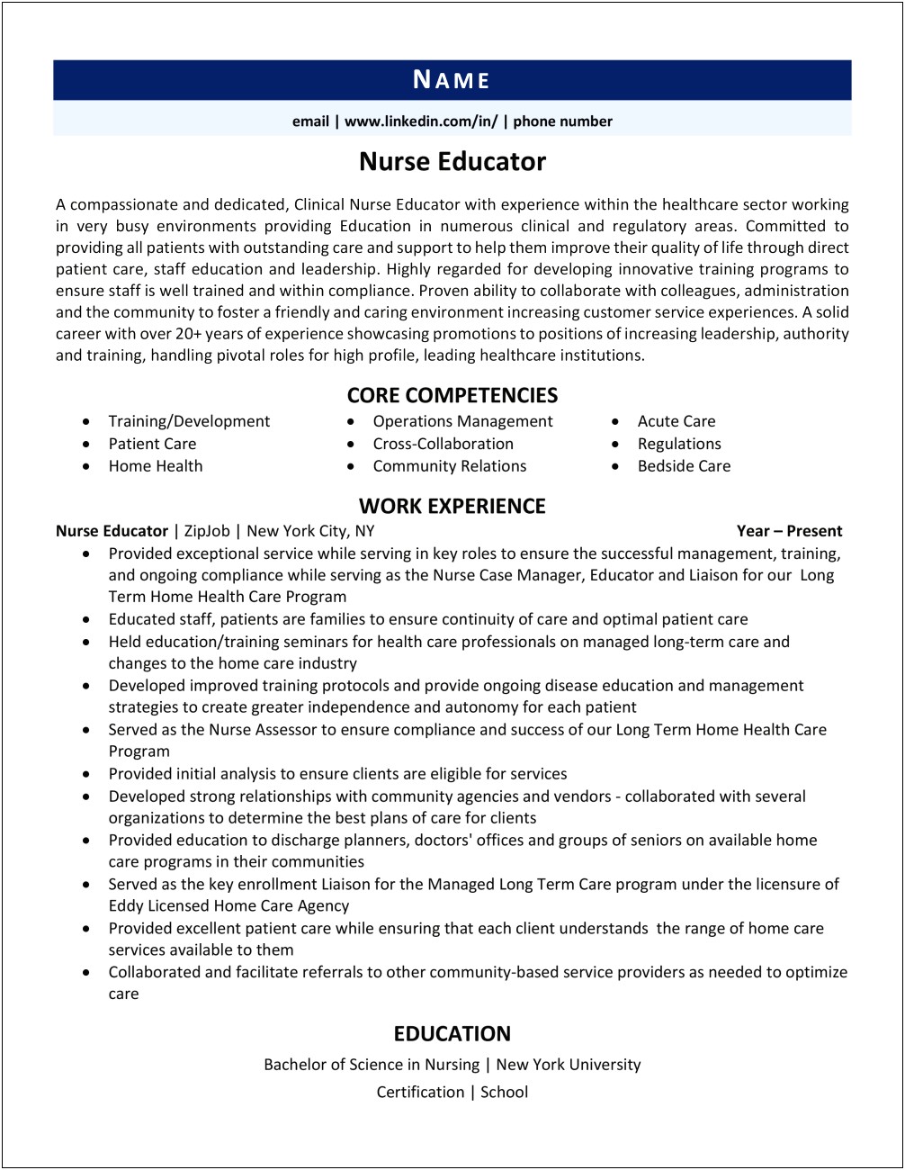 Description On Resume For Nurse Instructors