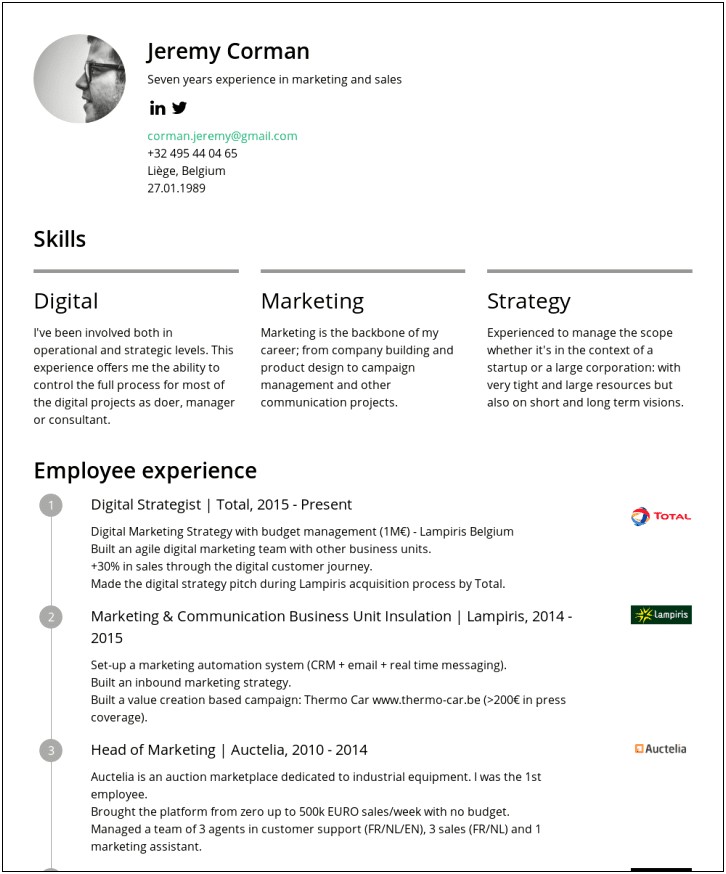 Digital Marketing Resume For 1 Year Experience