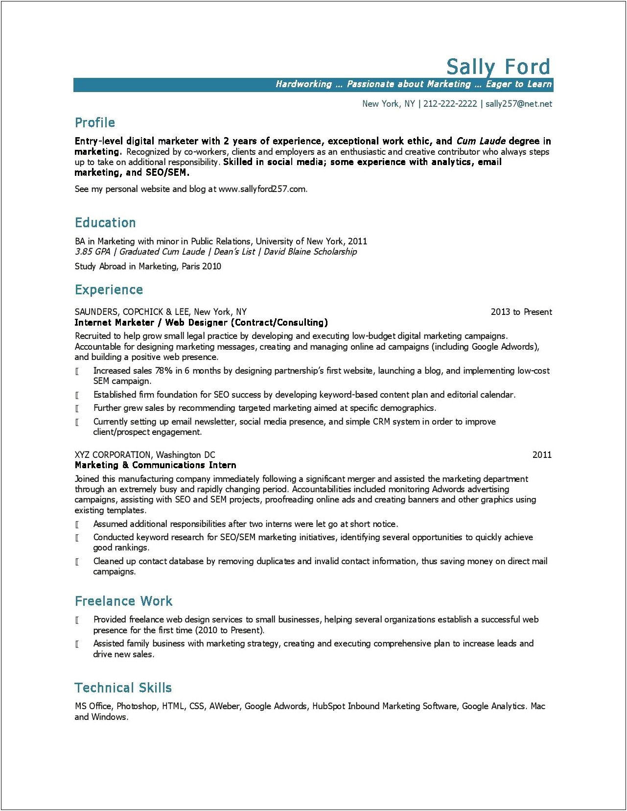 Digital Marketing Resume For 3 Years Experience