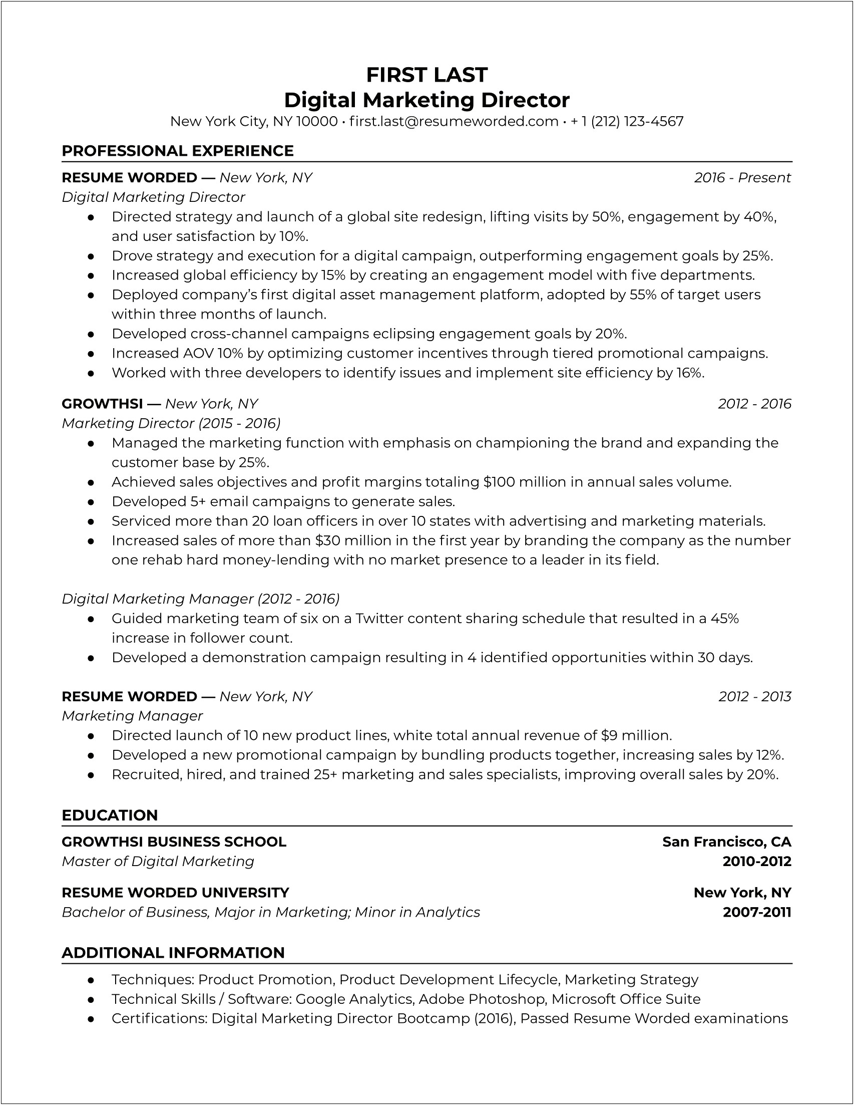 Digital Marketing Resume With No Experience