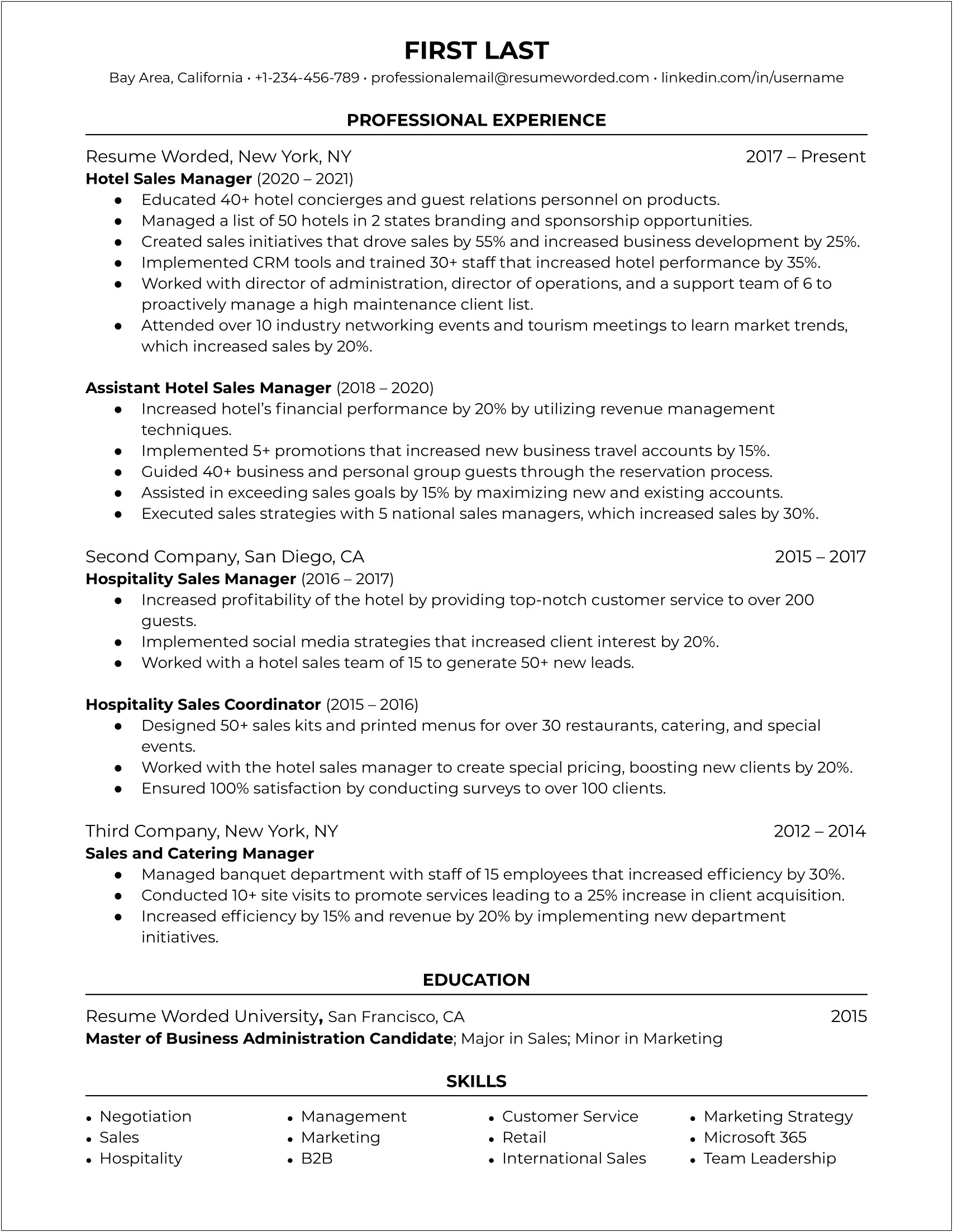 Director Of Sales And Marketing Resume Sample