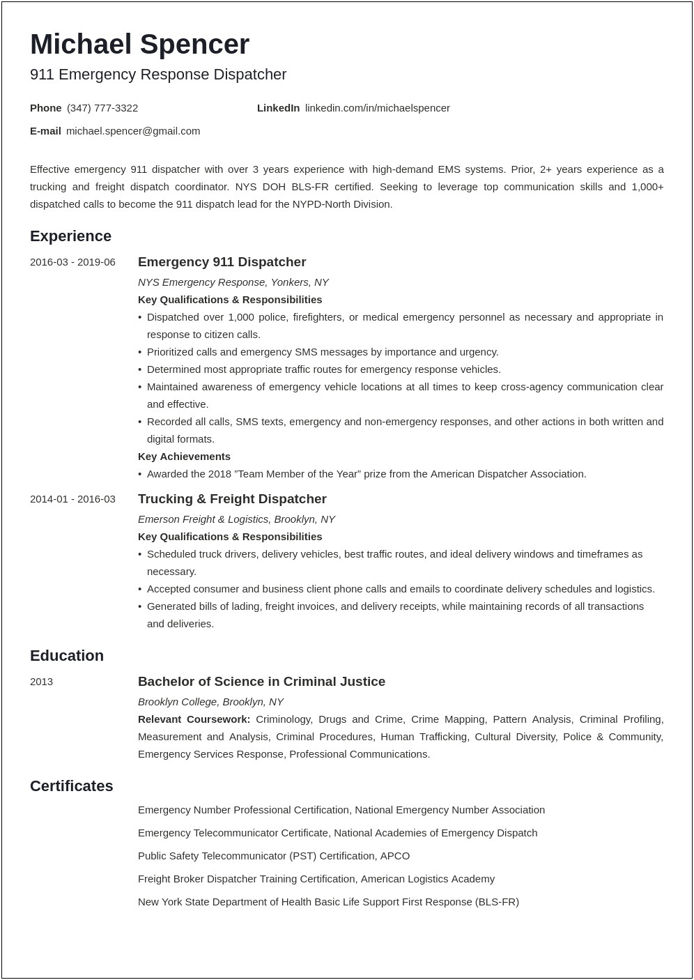 Dispatcher Skills And Abilities For Resume