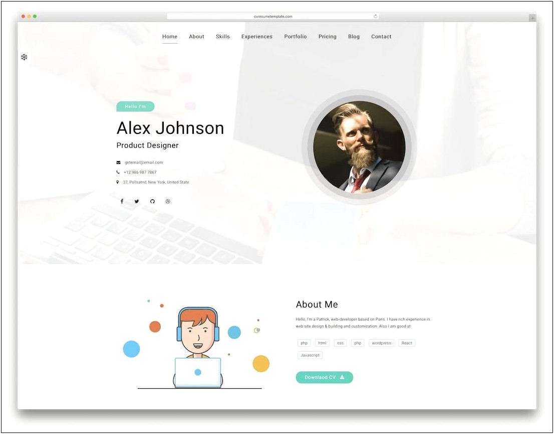 Divergent Personal Vcard Resume Html Template Free
