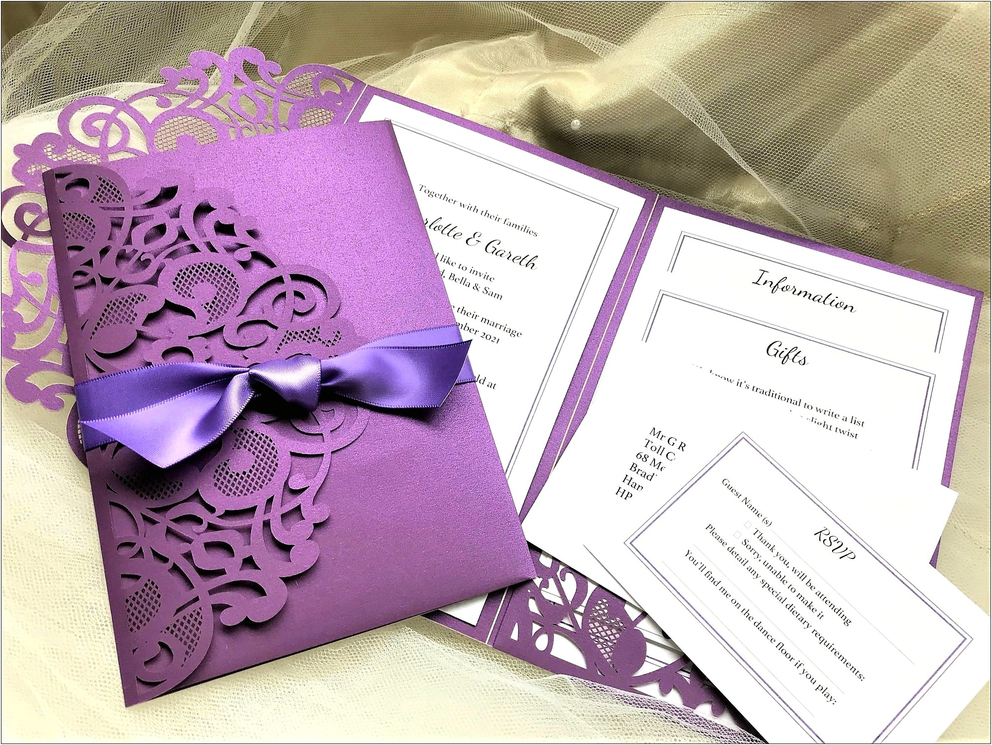 Diy Wedding Invitations Purple And Silver