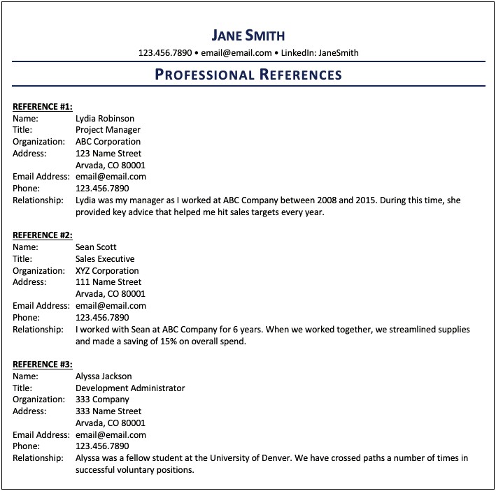 Do You Put References On A Professional Resume