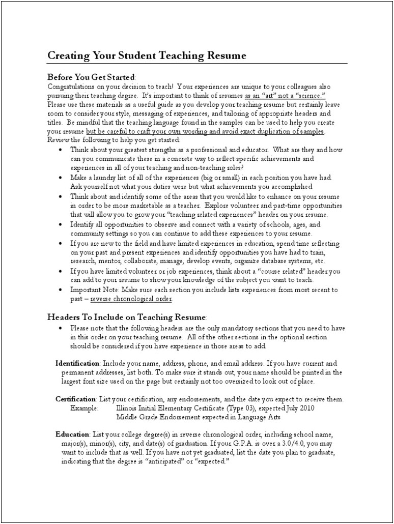 Do You Put Student Teaching In Resume