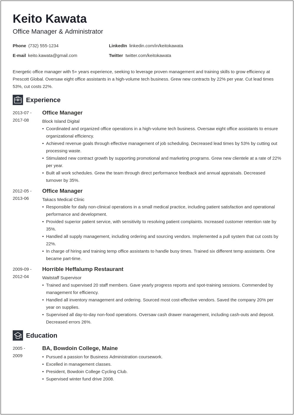 Does Office Manager Resume Require Graduation Year