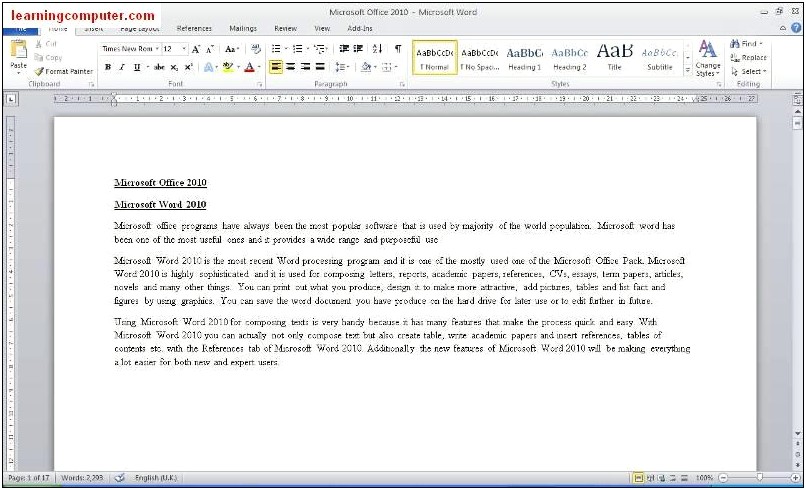 Doing A Resume On Microsoft Word 2010