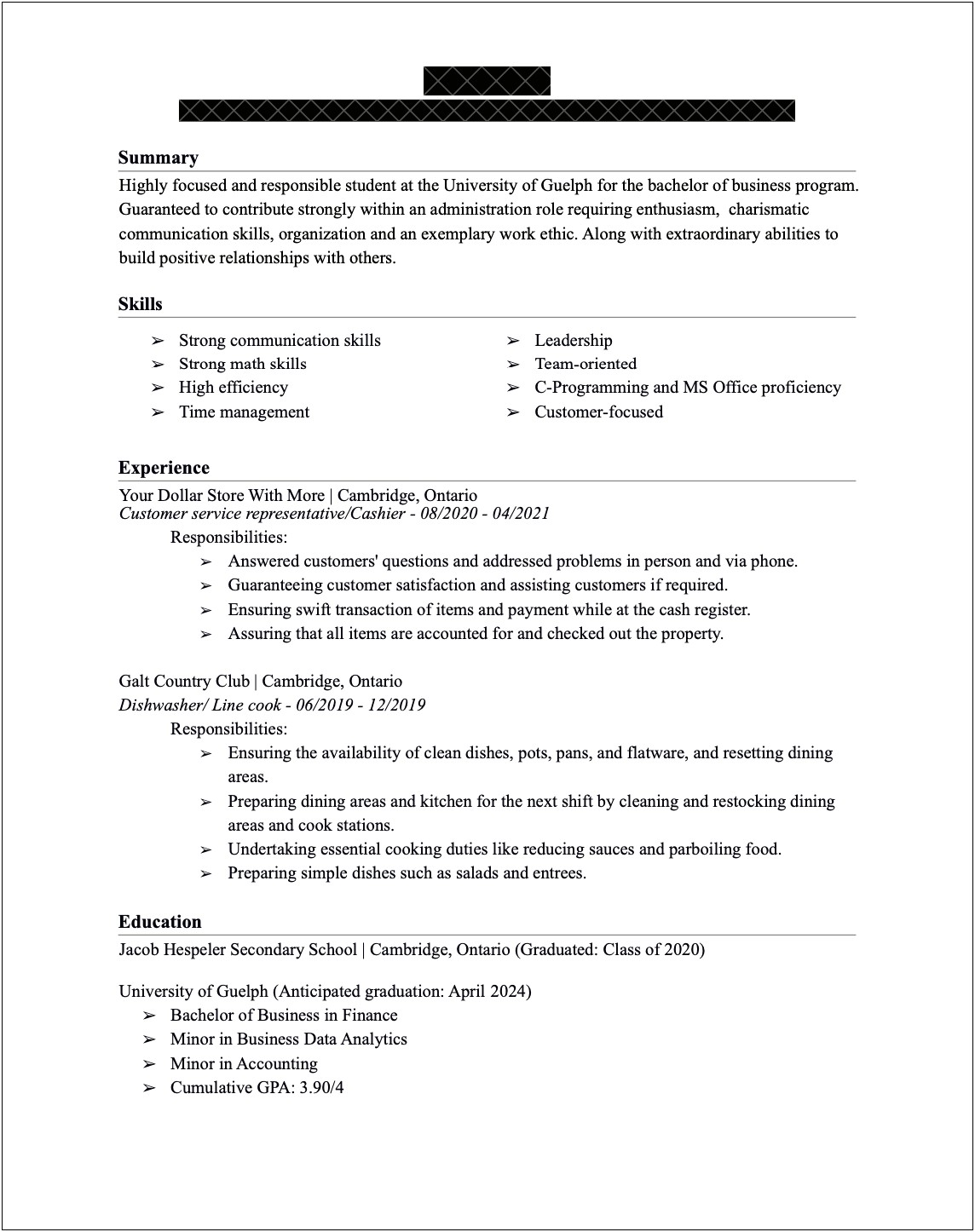 Dollar General Cashier Job Description For Resume