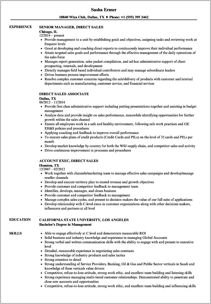 Door To Door Sales Job Description For Resume