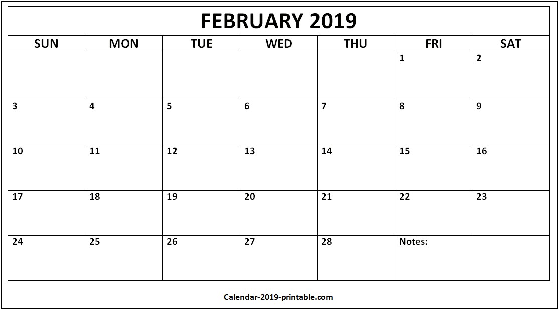 Download 2019 Monthly Calendar Template Excel