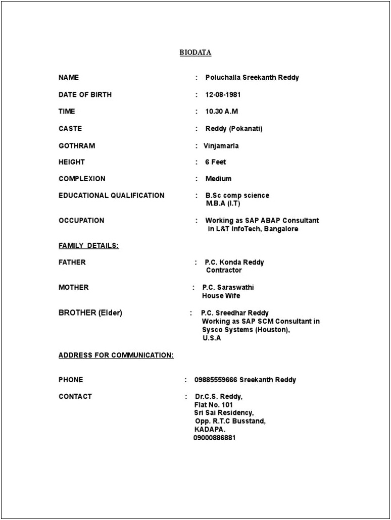 Download A Marriage Biodata Template For Word