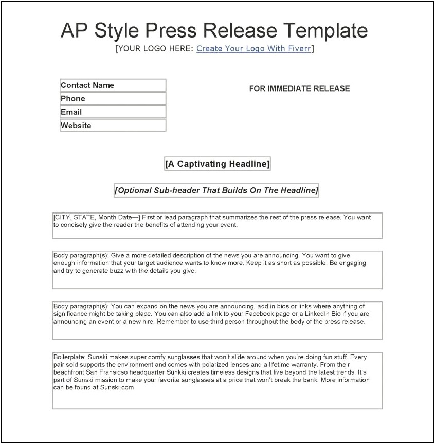 Download A Press Release Template Plate