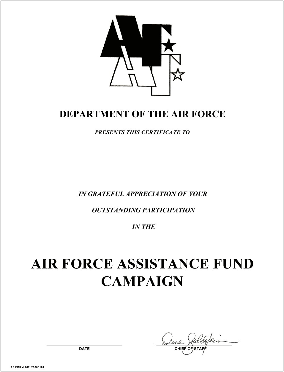 Download Air Force Certificate Of Appreciation Template