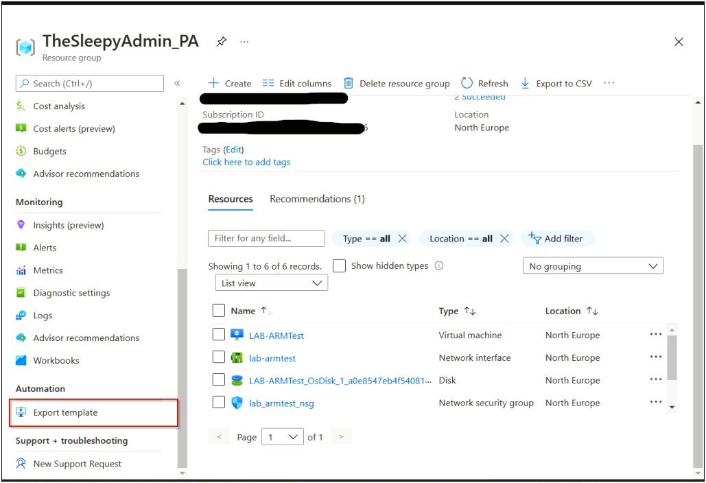 Download Arm Template From Azure Portal